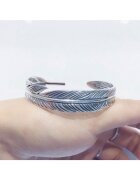 EFAYN.RO Винтидж гривна деликатен модел перо тематика силно перо унисекс EFAYN Сребрист