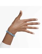 ElectraStore Дамска гривна - Tennis Blue Millenia - 14K бяло златно покритие - сини циркониеви кристали - 18x2cm