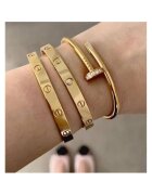 ElectraStore Комплект гривни LOVE и CUI - неръждаема стомана с 14K златно покритие - кристали цирконий - 6.1мм x 6.5мм