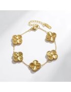 ElectraStore Комплект гривни Love и Flower Gold от неръждаема стомана позлатени регулируеми размери 17-20 см 18 см + 3 см верижка