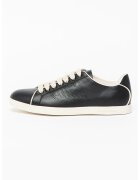 Emporio Armani Кожени спортни обувки с лого - Черен/Мръснобял