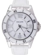 Escape Дамски часовник ECP10219 - сребърна каишка от екологична кожа 41-45 мм - водоустойчив 5 ATM