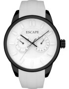 Escape Мъжки часовник модел ECP10782 - силиконова каишка - стоманен корпус - 42мм - водоустойчивост 5 ATM - бял/черен