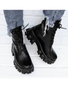 Exclusives Bocanci din piele naturala - cu siret si talpa cu aspect masiv Classic - Черен