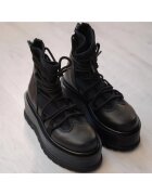 Exclusives Ghete din piele si textil Moon - Negru