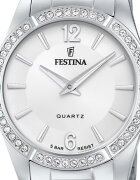 Festina Аналогов часовник с жлеб с циркони Сребрист