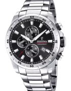 Festina Часовник хронограф от неръждаема стомана сребро Черен