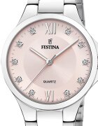 Festina Часовник от неръждаема стомана с циркони на циферблата Сребрист Бледорозов