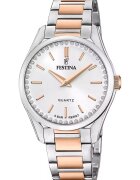 Festina Двуцветен часовник с циркони Rose Gold/Сребрист