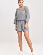Figl Дамски плетен комплект - M995 - блуза с 3/4 ръкав и шорти - тъмносив - 50% акрил - 50% памук - Един размер