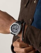 Fossil Часовник Machine с хронограф и силиконова каишка Черен