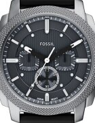 Fossil Часовник Machine с хронограф и силиконова каишка Черен
