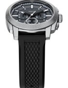 Fossil Часовник Machine с хронограф и силиконова каишка Черен