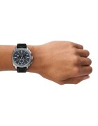 Fossil Часовник Machine с хронограф и силиконова каишка Черен