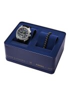 Fossil Часовник Machine с хронограф и силиконова каишка Черен