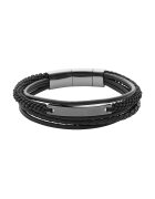 Fossil Черна гривна с множество каишки