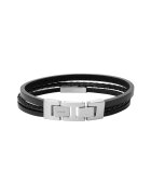 Fossil Кожена гривна Черен / Сребрист