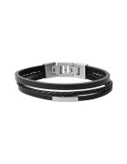 Fossil Кожена гривна Черен / Сребрист
