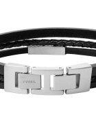 Fossil Кожена гривна Черен / Сребрист