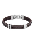 Fossil Кожена гривна с лого от неръждаема стомана
