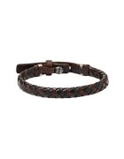 Fossil Кожена гривна с плетен дизайн - Кафяв /