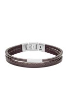 Fossil Многоредова гривна кафяв сребрист