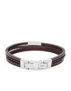 Fossil Многоредова гривна кафяв сребрист
