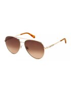 Fossil Слънчеви очила Aviator с метална рамка - Златист/Кафяв