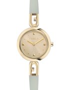 Furla Аналогов часовник с кожена каишка Златист/Сив