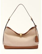 Furla Чанта за рамо Sfera с кожа и текстил - Кафяв/Праскова