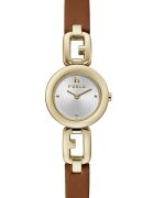 Furla Иноксов часовник с кожена каишка