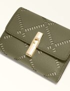 Furla Кожен портфейл с Iride двойно прегъване и шарка Зелени аспержи