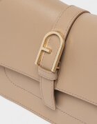 Furla Кожена чанта Flow с отделяща се презрамка Сиво-кафяв