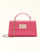 Furla Кожена чанта през рамо 1927 с капаче и презрамка с верижка Яркорозово