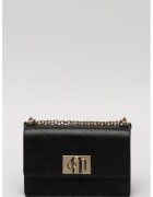 Furla Кожена чанта през рамо с презрамка-верижка с протектор за рамото - Черен