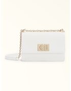 Furla Кожена чанта през рамо с презрамка-верижка с протектор за рамото - Мръснобял