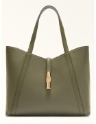Furla Кожена чанта Tote Goccia - Зелени аспержи
