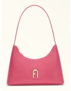 Furla Кожена чанта за рамо с метално лого - Фуксия