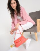 Furla Кожена ръчна чанта Sfera Soft с допълнителна презрамка Коралово червено