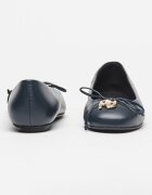 Furla Кожени пантофки с метално лого Ултрамарин синьо