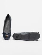 Furla Кожени пантофки с метално лого Ултрамарин синьо