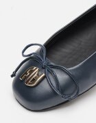 Furla Кожени пантофки с метално лого Ултрамарин синьо