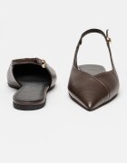 Furla Кожени пантофки Sfera с остър връх Тъмнокафяв