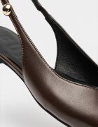 Furla Кожени пантофки Sfera с остър връх Тъмнокафяв