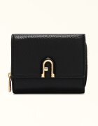 Furla Кожено портмоне с лого Черен