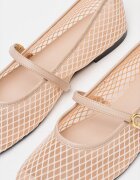 Furla Мрежести пантофки Etoile тип Mary Jane с кожа Прашно розово