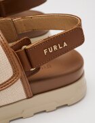 Furla Текстилни сандали с велкро Канелено кафяво/Светло бежово