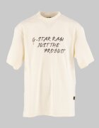 G-STAR Памучна тениска с лого Избеляло черно/Крем