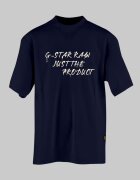 G-STAR Памучна тениска с лого Крем/Тъмносин