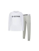 G-Star Raw Пижама с памук и лого - Бял/Сив